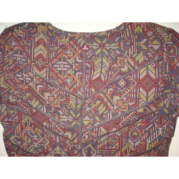 NWT Womens PrAna Yoga Pilates Climb Top Bra New Calypsa Gray S Yellow UPF Red - Picture 7 of 8